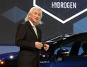 Scientist Michio Kaku presents Toyota's hydrogen fuel cell vehicle, the Mirai, at CES 2015 in Las Vegas on January 5, 2015