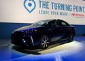 Toyota's Mirai hydrogen fuel cell vehicle on show at CES 2015 in Las Vegas on January 5, 2015