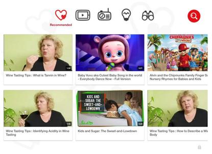 YouTube Kids recommends wine tasting videos