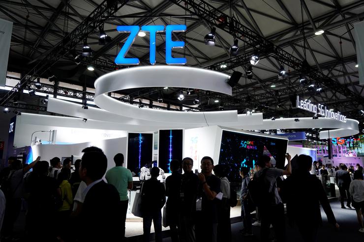 A ZTE sign is pictured at Mobile World Congress (MWC) in Shanghai, China June 28, 2019. REUTERS/Aly Song