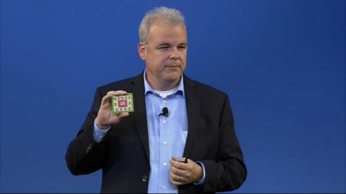 HP's Martin Fink shows a mock-up of a memristor module at an HP conference in Las Vegas 