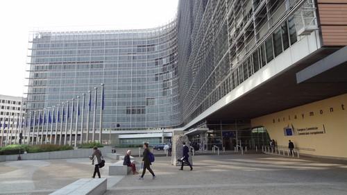 The entrance of the European Commission headquarters in Brussels on June 17, 2015