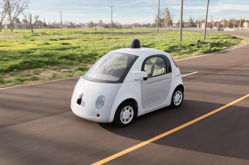 A prototype model of Google's self-driving car, ready to hit the road in 2015.