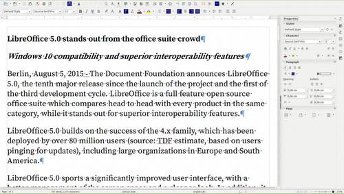 LibreOffice 5's Writer word processor