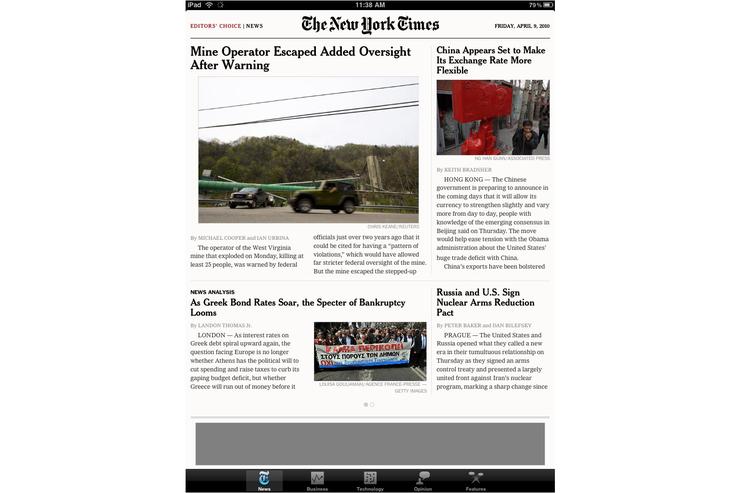 The New York Times iPad app.