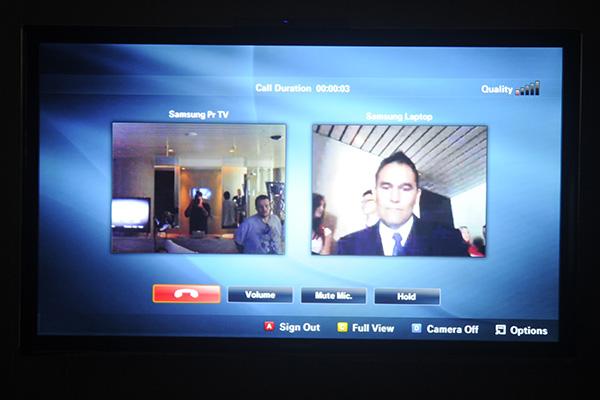 Samsung's televisions feature an integrated Skype calling service when used with a USB-connected webcam.