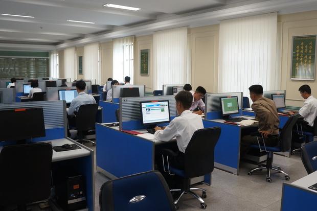 Students use computers at Kim Il Sung University in Pyongyang on May 23, 2014. Credit: Uri Tours