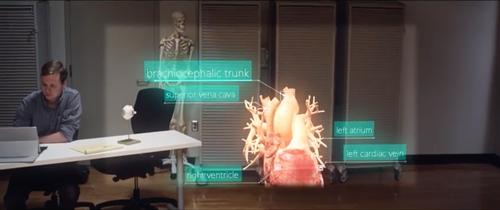 A Microsoft promotional video still that shows the HoloLens's field of view limitations