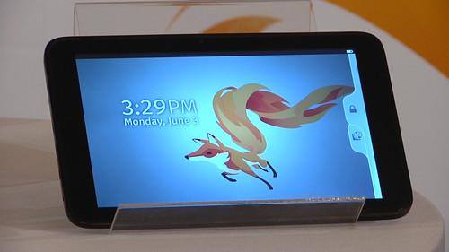 A Firefox-based prototype tablet on show at a Taipei news conference on June 3, 2013.