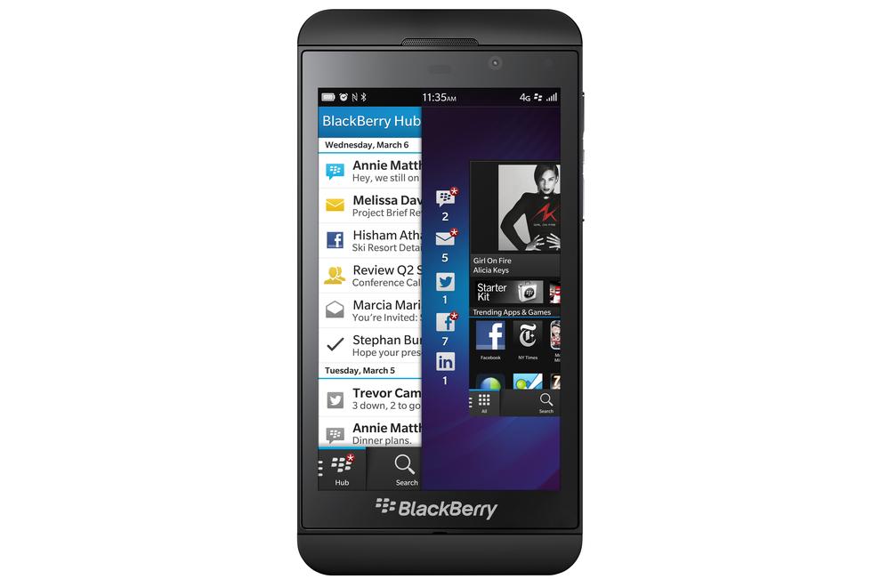 The BlackBerry Z10 smartphone.