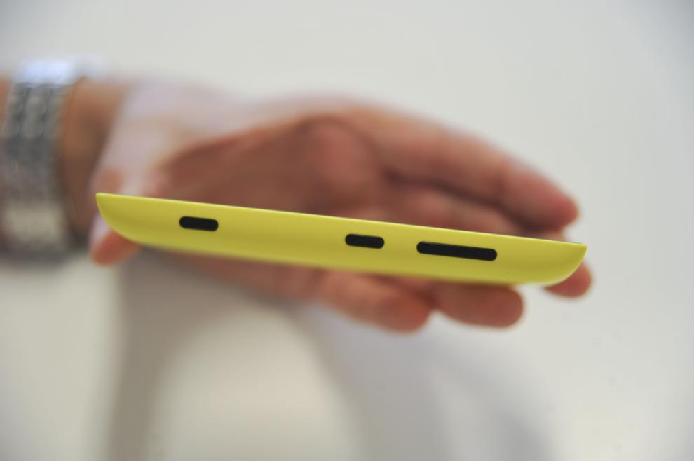 The yellow Lumia 520 we reviewed has a grippy, matte finish but it shows up dirt and marks.