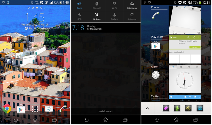 The Xperia z1 Compact's interface