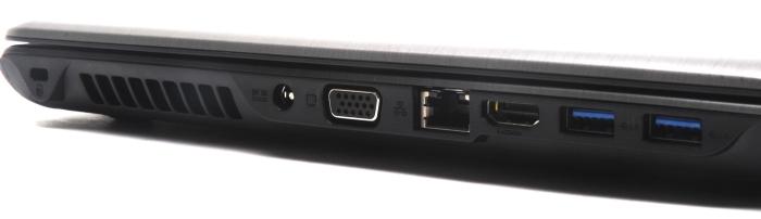 The left side has the vent, power connector, VGA, Gigabit Ethernet, HDMI, and two USB 3.0 ports. 