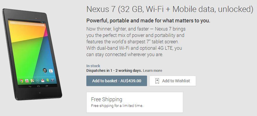 Google is now selling the 32GB LTE model of the Nexus 7 through the Play Store.