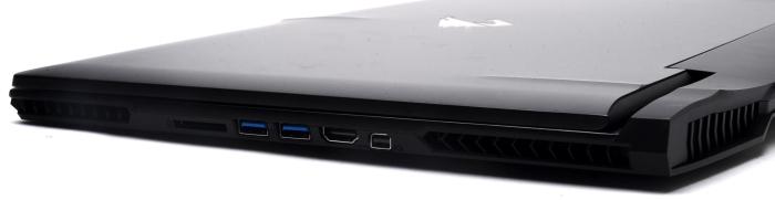 The right has two more USB 3.0 ports, HDMI, and mini DisplayPort.
