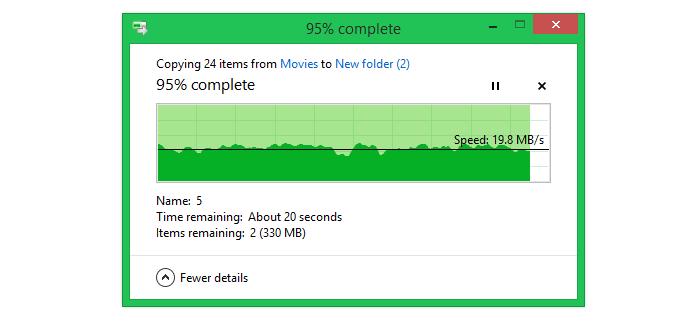 Transferring large files (6.2GB worth of movie files) across a 15m distance.