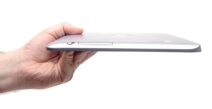 The curve of the tablet, and its power switch.