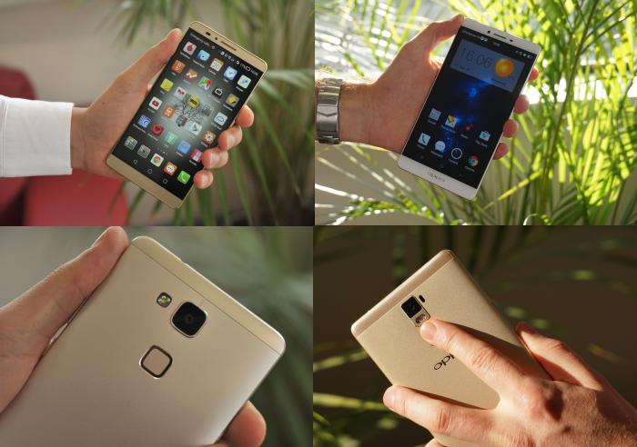 Huawei's Mate7 (left) was released late last year. Oppo's R7 Plus (right) bears a strong resemblance to it.