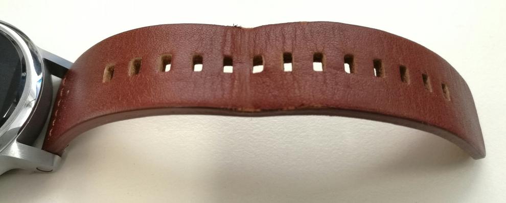 Within just a few days the Horween saddle-leather strap was looking stretched and frayed.