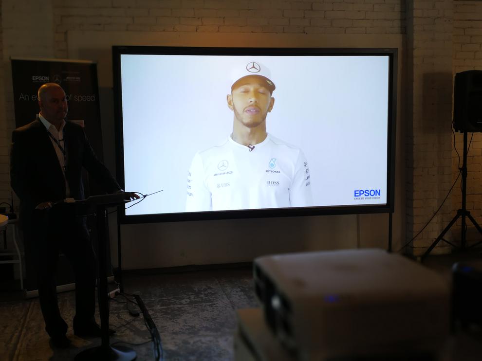 Epson sponsors Mercedes AMG Petronas Formula 1 team. As such it has access to some famous spokespeople like three-time F1 World Champion, Lewis Hamilton.