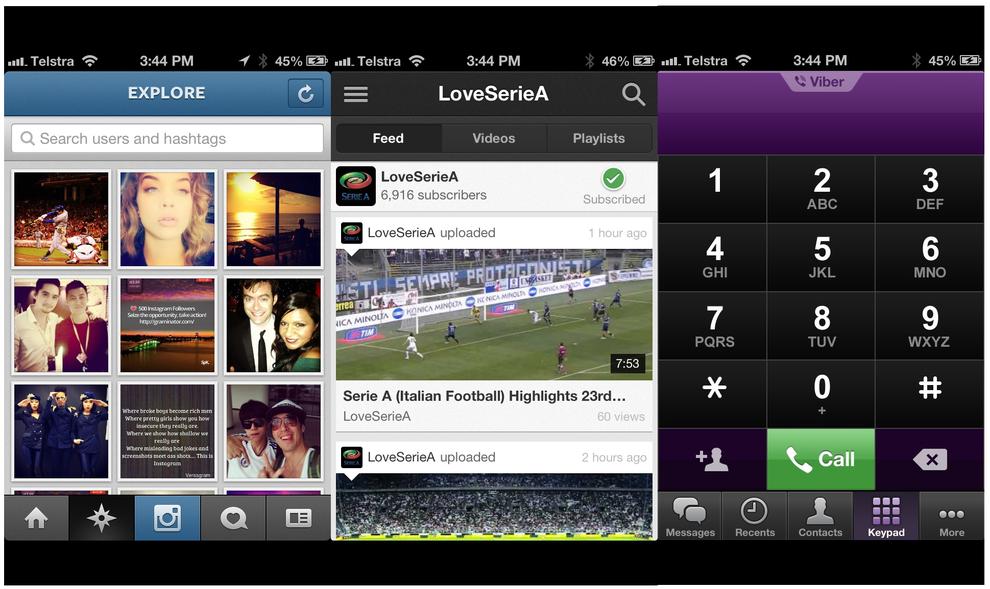 Apps that haven't been updated to support the iPhone 5 look like this. Note: Instagram has since been updated.