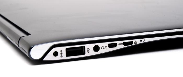 The connections on the left include USB 2.0, a combination headphone/microphone port, micro-HDMI and a Gigabit Ethernet port (via dongle). There is also a built-in microphone here. 