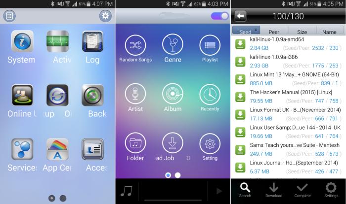 You can use mobile apps to control some of the NAS's functions. From left to right: AiMaster, AiMusic, AiDownload.