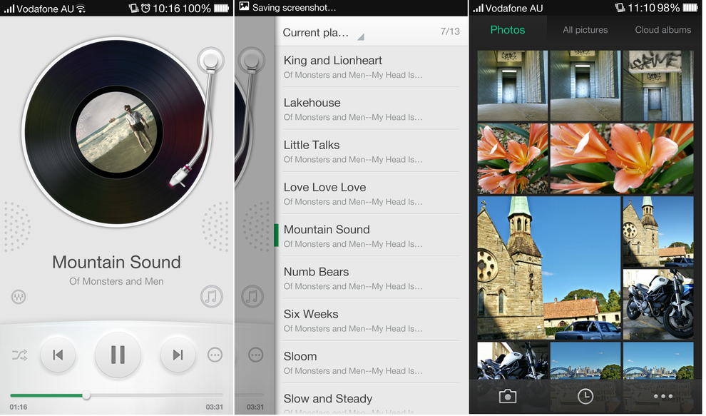 Music player, song list and gallery