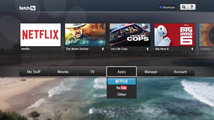 Easily access the Netflix app from the Fetch TV's main menu.