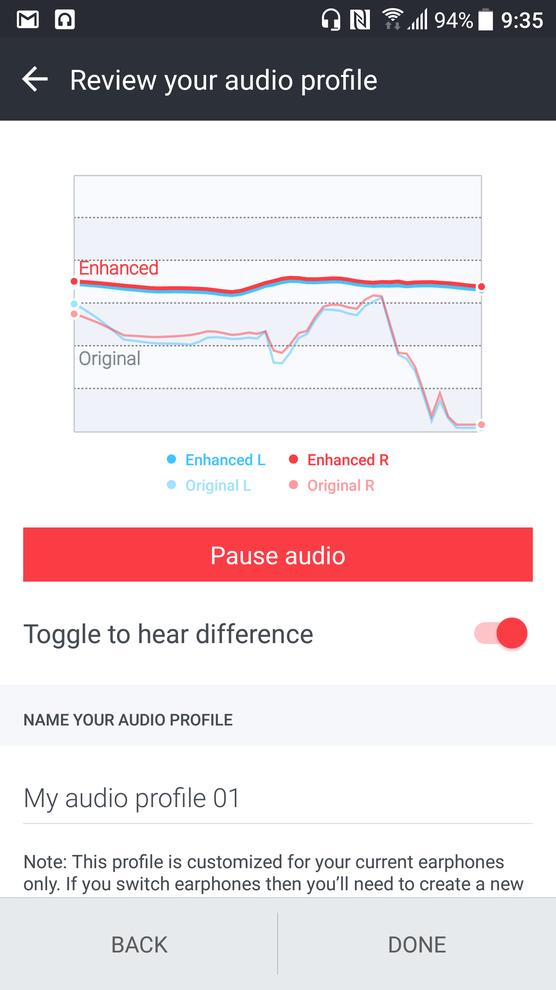 HTC USonic. The graph illustrates how audio is tuned to your ear's unique shape. Apparently.