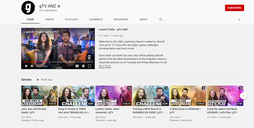 gTV ANZ is Ubisoft's new YouTube channel for gamers. 