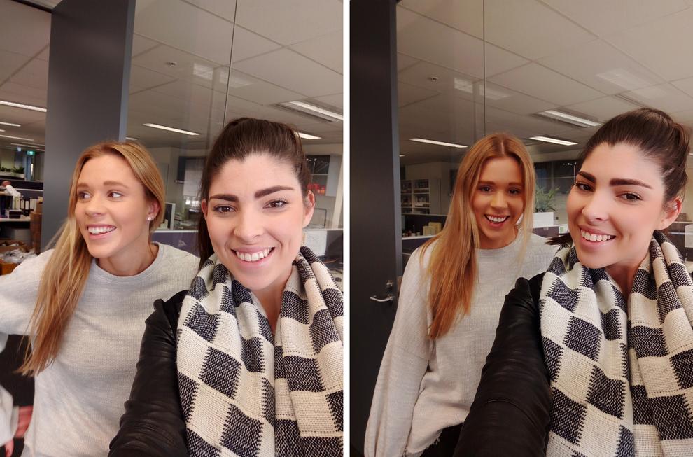 The 16-megapixel Selfie camera is very sharp. It also offers some impressive, subtle Beauty Mode enhancements (right).