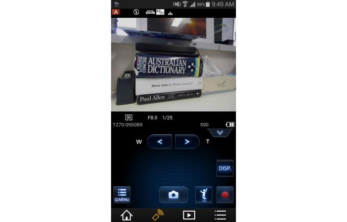 Using an Android smartphone to control the camera via Wi-Fi.